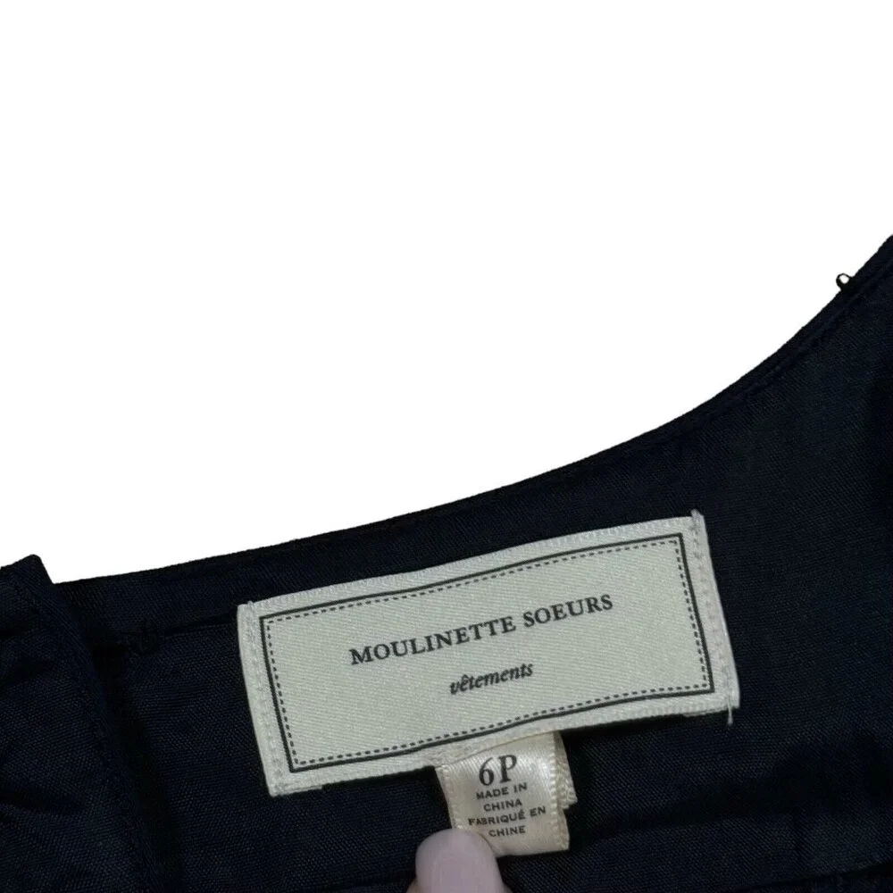 Moulinette Soeurs Anthropologie Size 6 P Black Floral Embroidery PERENNIAL Dress - Picture 14 of 15